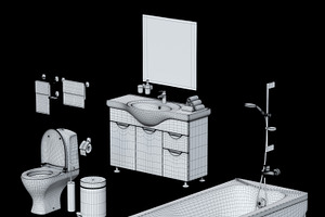 Large Set For Bathrooms 3d Model