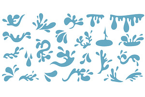 Water drops, stains and splashes set, an Illustration by Tati_Kli