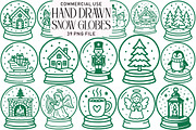 Christmas Snow Globes Hand Drawn Pac, an Illustration by Daily.Designs (Thumbnail 1 of 7)