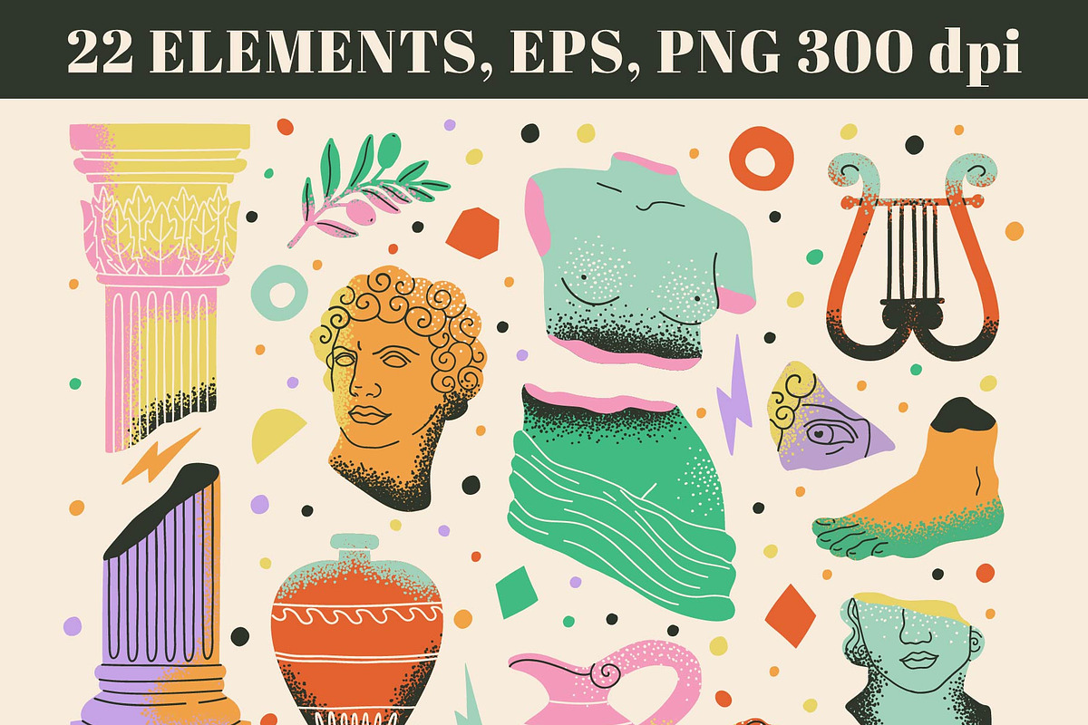 FUNKY GREECE: bold clipart, an Object Illustration by Elliko shop (Photo 2 of 7)