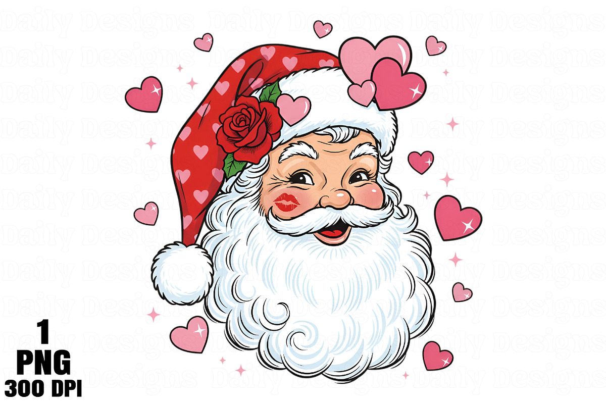 Retro Valentine Santa PNG, an Illustration by Daily.Designs (Photo 1 of 5)