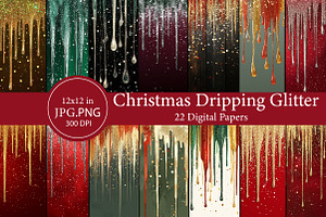 Christmas Dripping Glitter Digital, an Illustration by Designworld