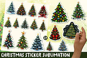 Christmas Tree Sticker Clipart, an Illustration by OK Design (Thumbnail 1 of 5)