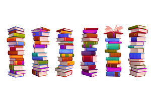 High book stacks or textbooks piles, an Illustration by Vector Tradition