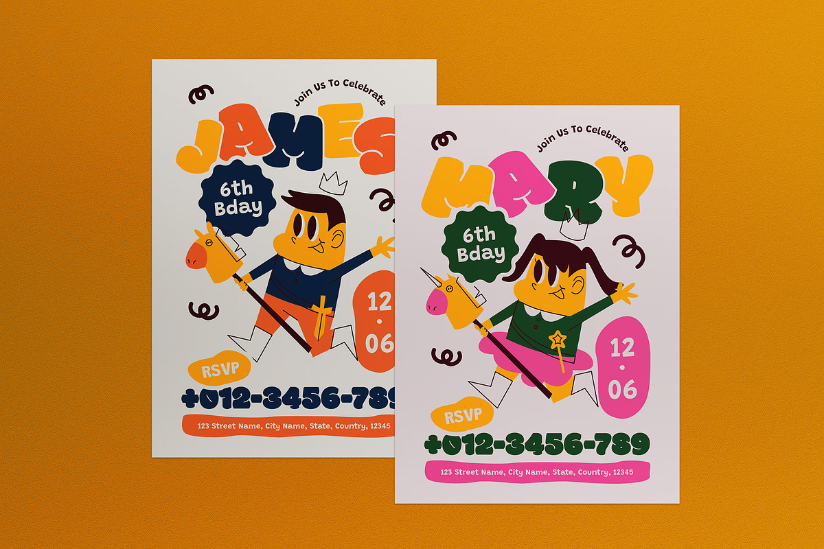 White Kids Birthday Invitation, an Invitation Template by graphicook (Photo 1 of 6)