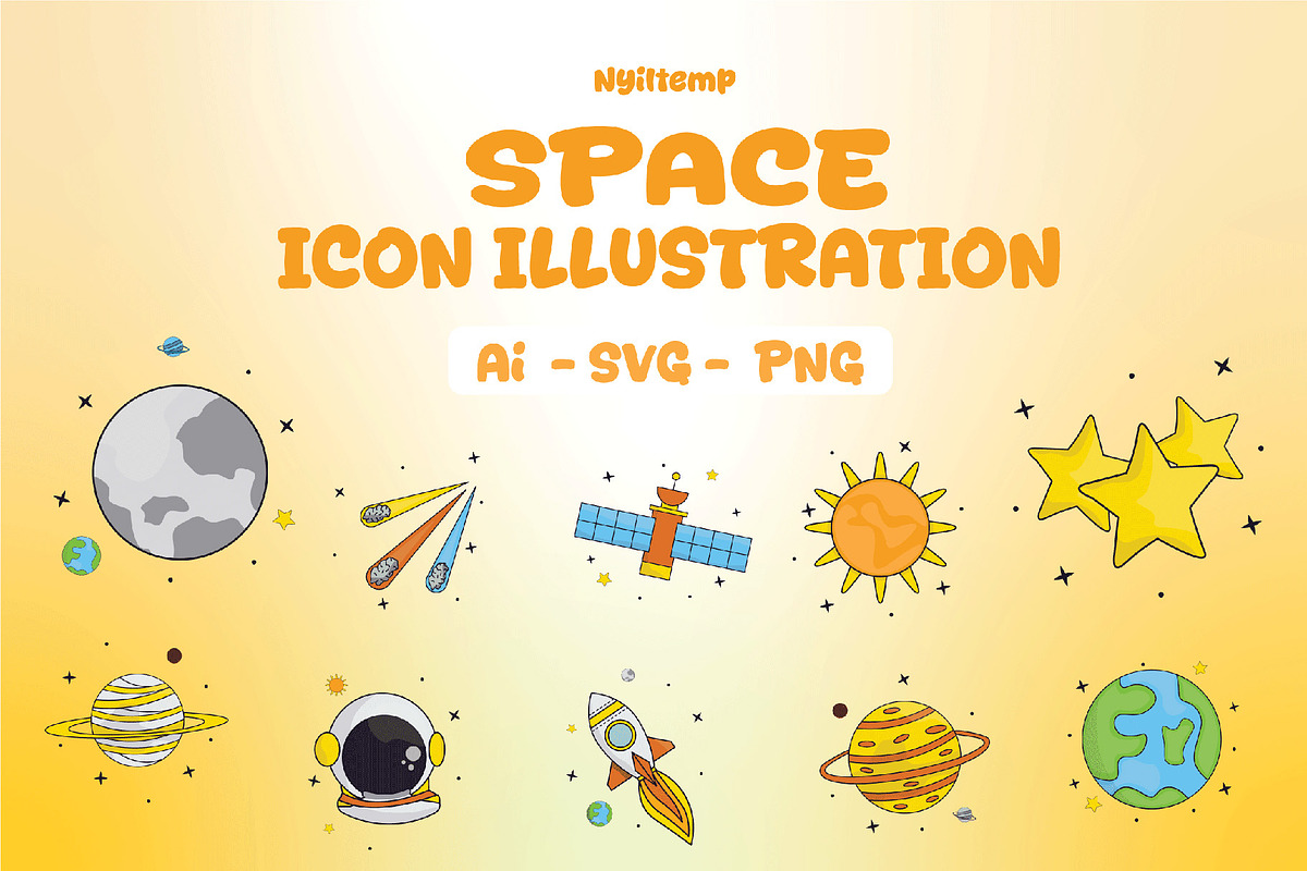 Space Icon Illustration, a Solid Icon by nyilstudio