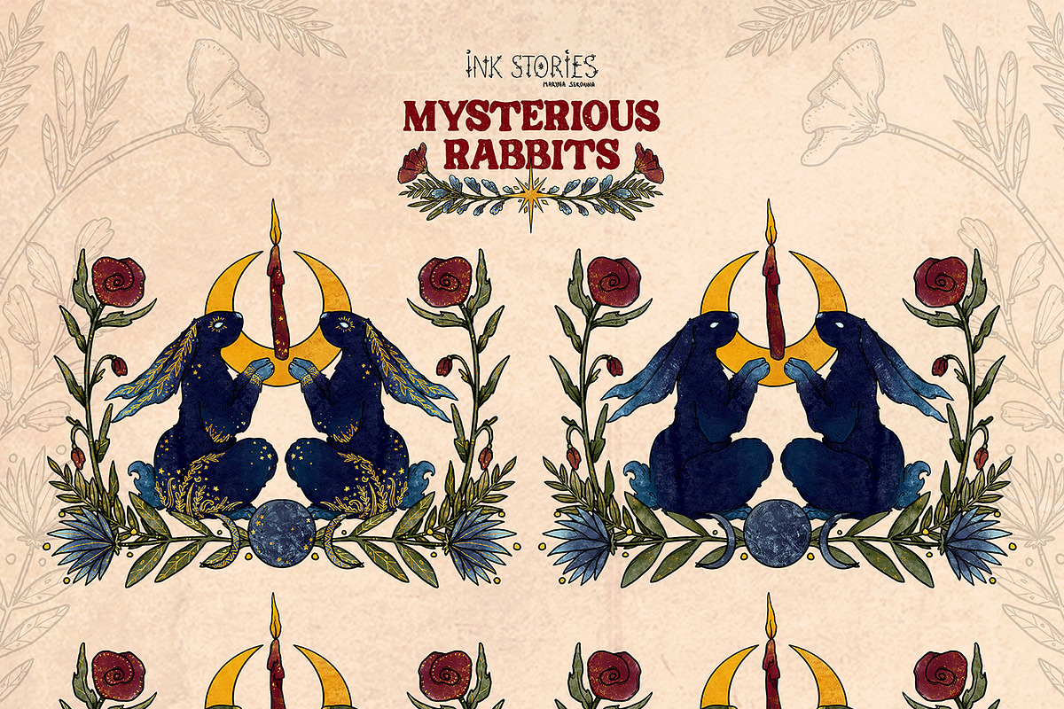 Mysterious Rabbits, an Animal Illustration by Ink Stories