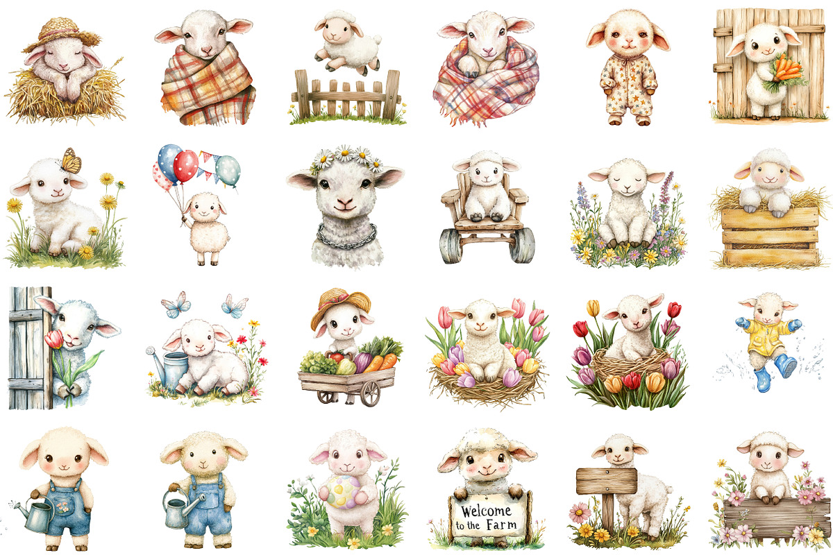 Lamb Farm Clipart, an Illustration by Sublimation Artist (Photo 2 of 6)