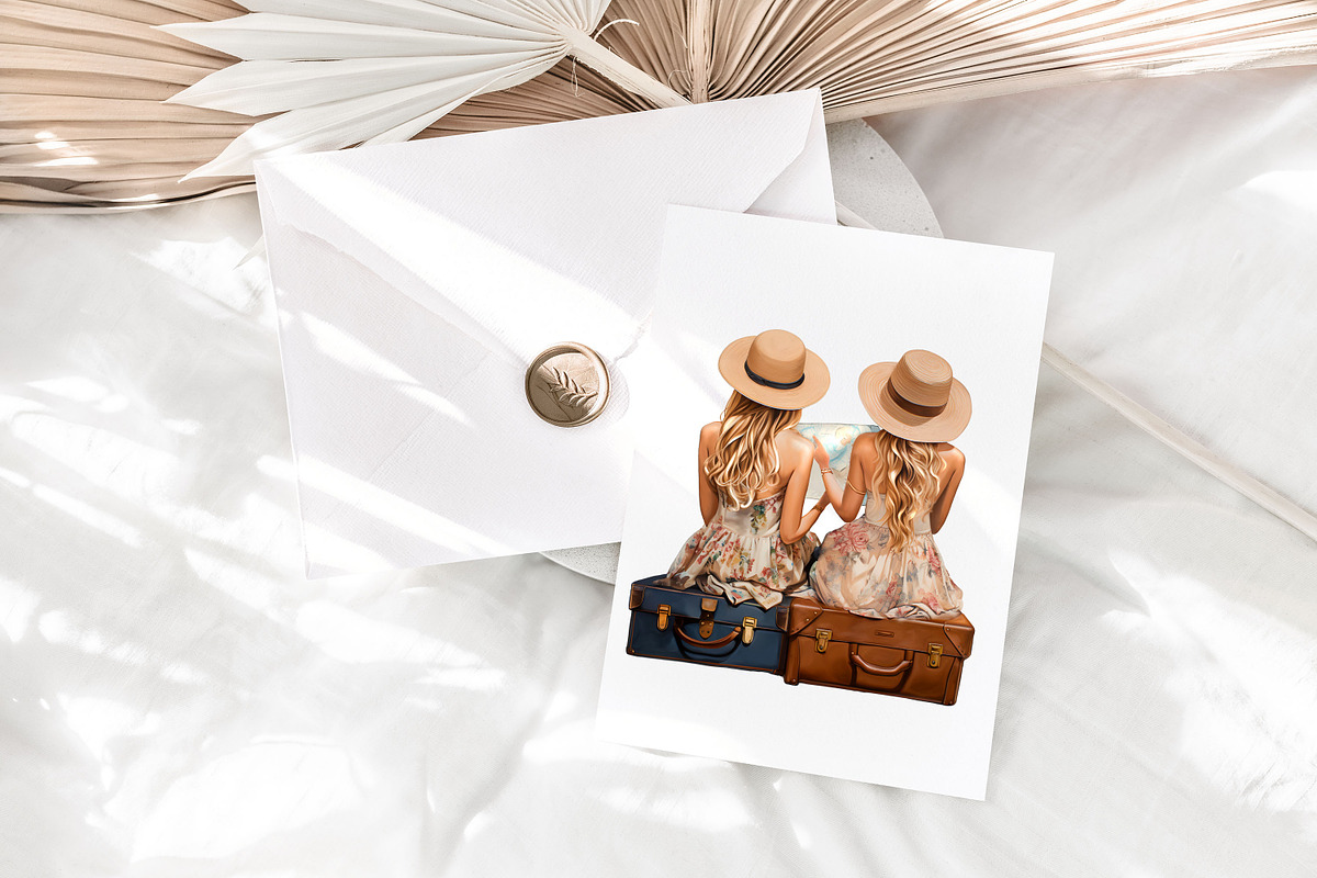 Fashion travel girls clipart, an Object Graphic by MajorArtTm (Photo 2 of 4)