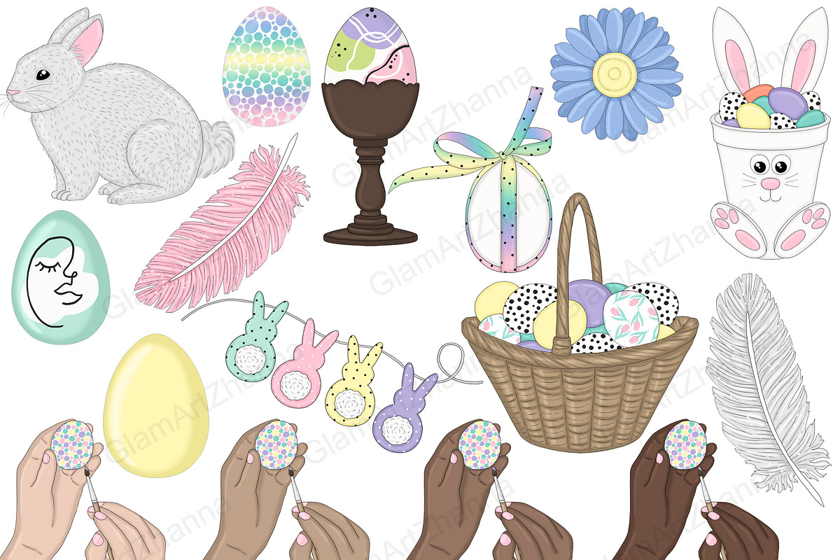 Easter Egg Painting Clipart, a Seasonal Illustration by GlamArtZhanna (Photo 3 of 5)