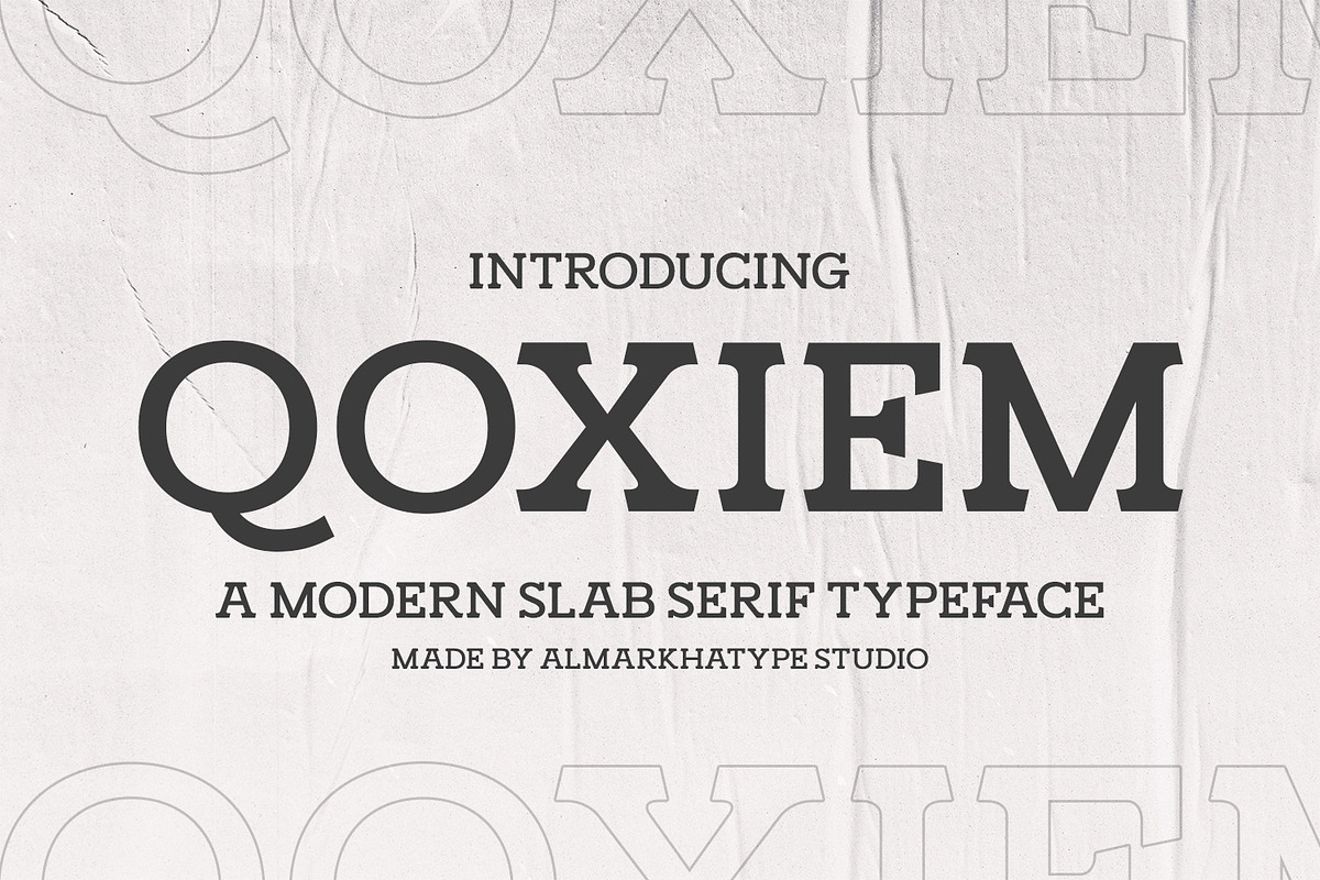 Qoxiem - Modern Slab Serif Typeface, a Serif Font by Almarkhatype (Photo 1 of 10)