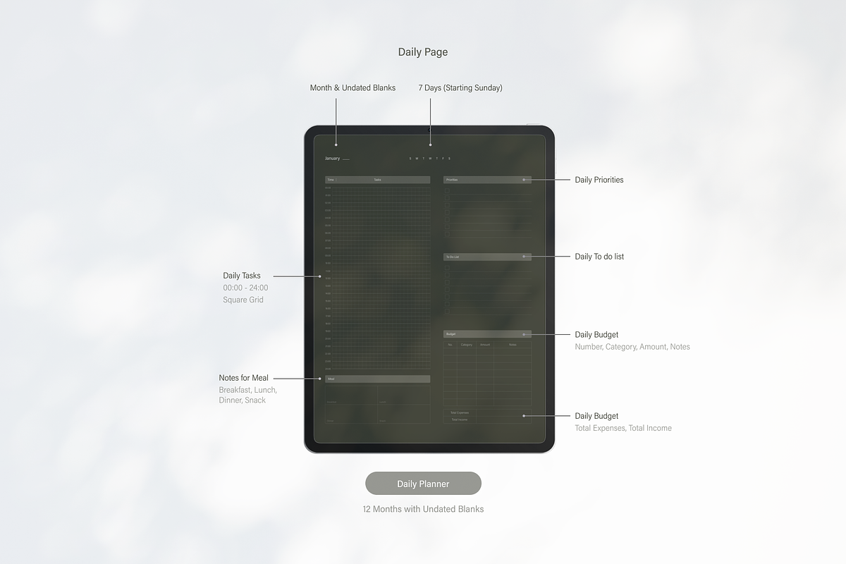 Digital Planner 2024 | Dark Green, an App Template by SydneyYeom (Photo 4 of 11)