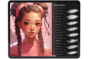 Procreate Hair braids face brushes, a Brush Add-On by AppleinaJuice (Thumbnail 3 of 11)