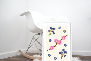 6 Floral Illustrations Art Posters