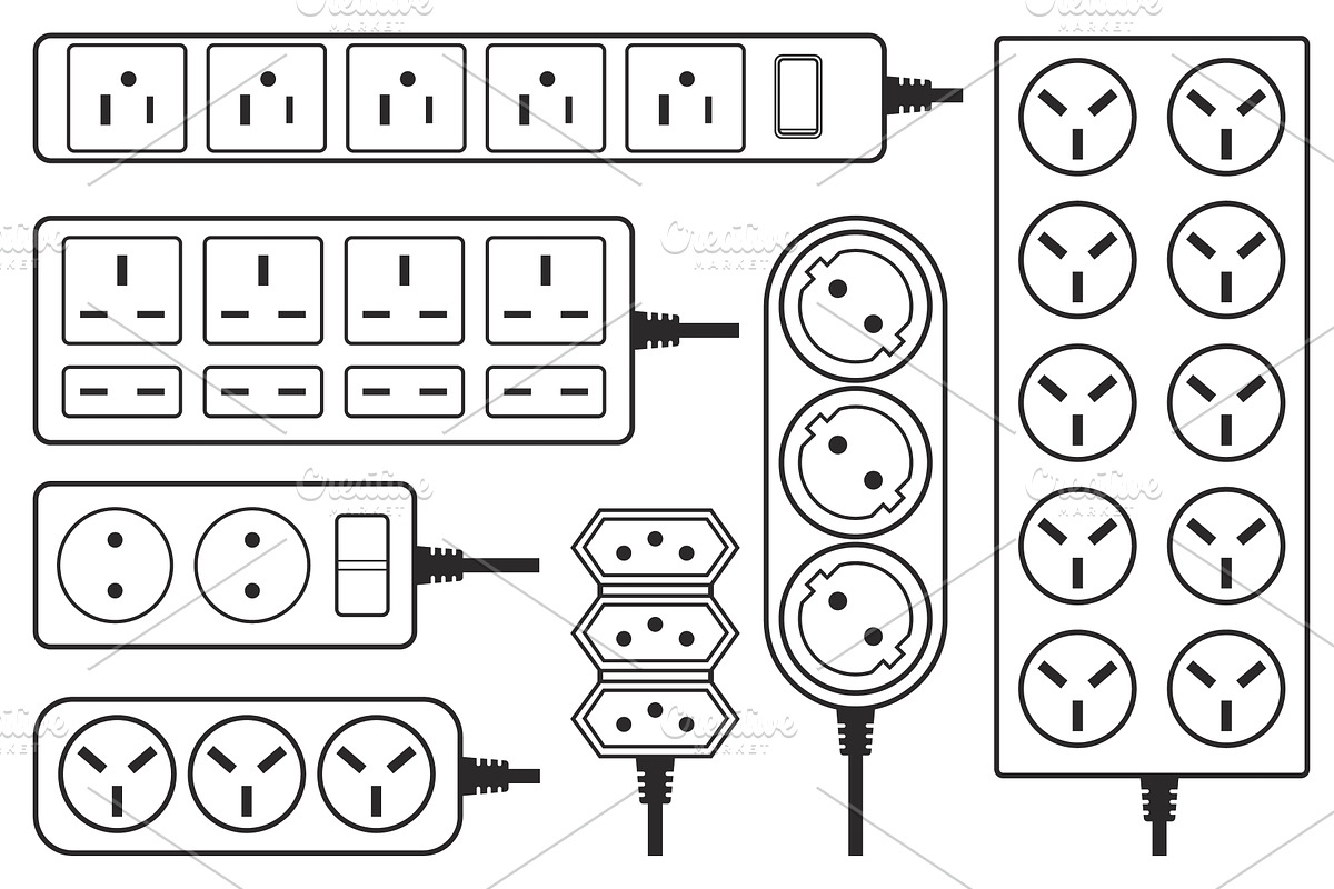 Power strips. Electric splitters and, an Object Illustration by YummyBuum