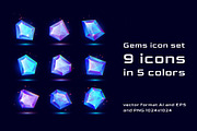 Gems icon Vector Set, an Illustration by Olga Ryzychenko (Thumbnail 1 of 3)