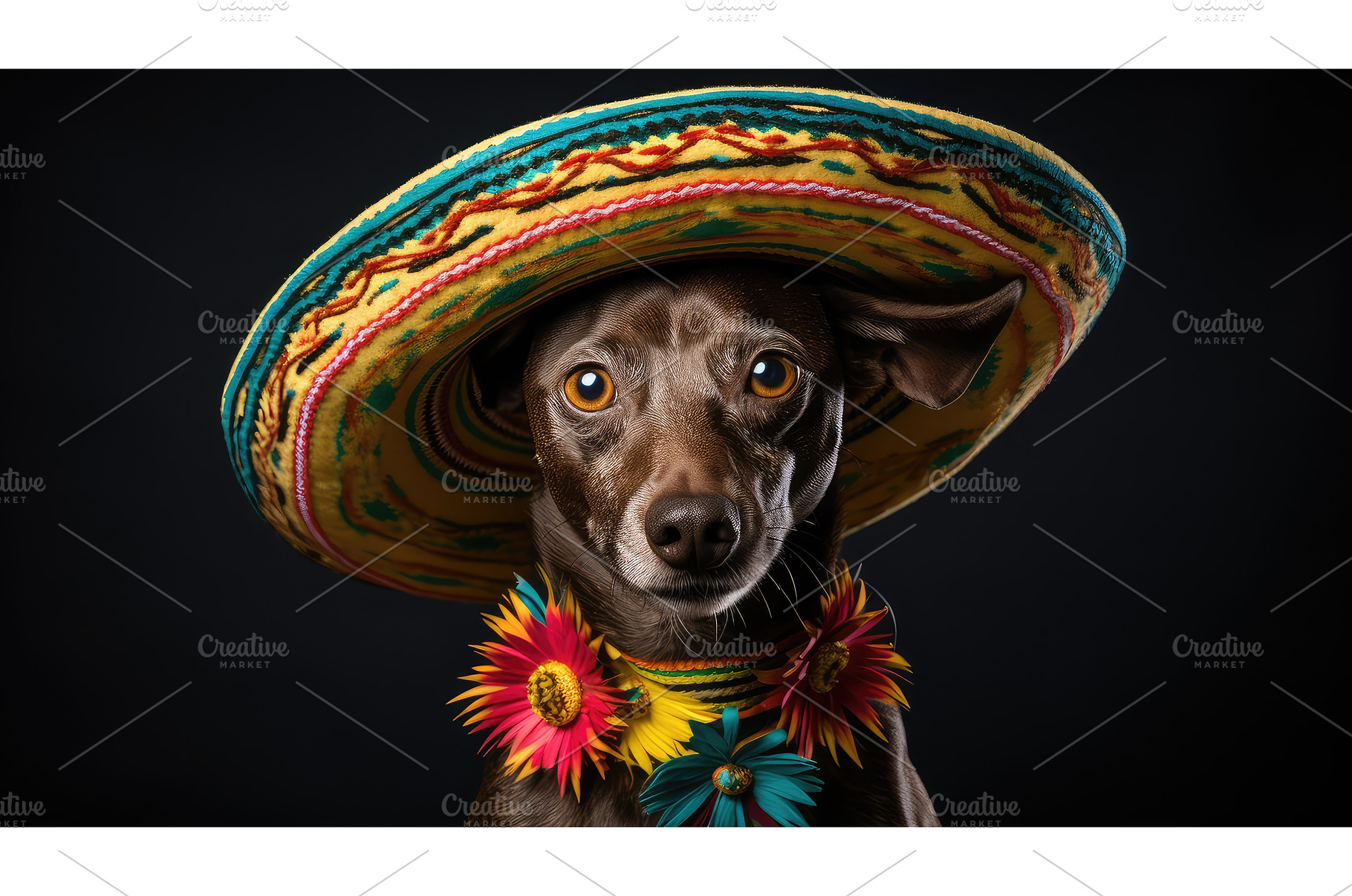 hat dog with sombrero ai generated, an Animal Photo by pikepicture