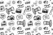 Retro photo doodles set + pattern, an Illustration by Hala (Thumbnail 4 of 4)