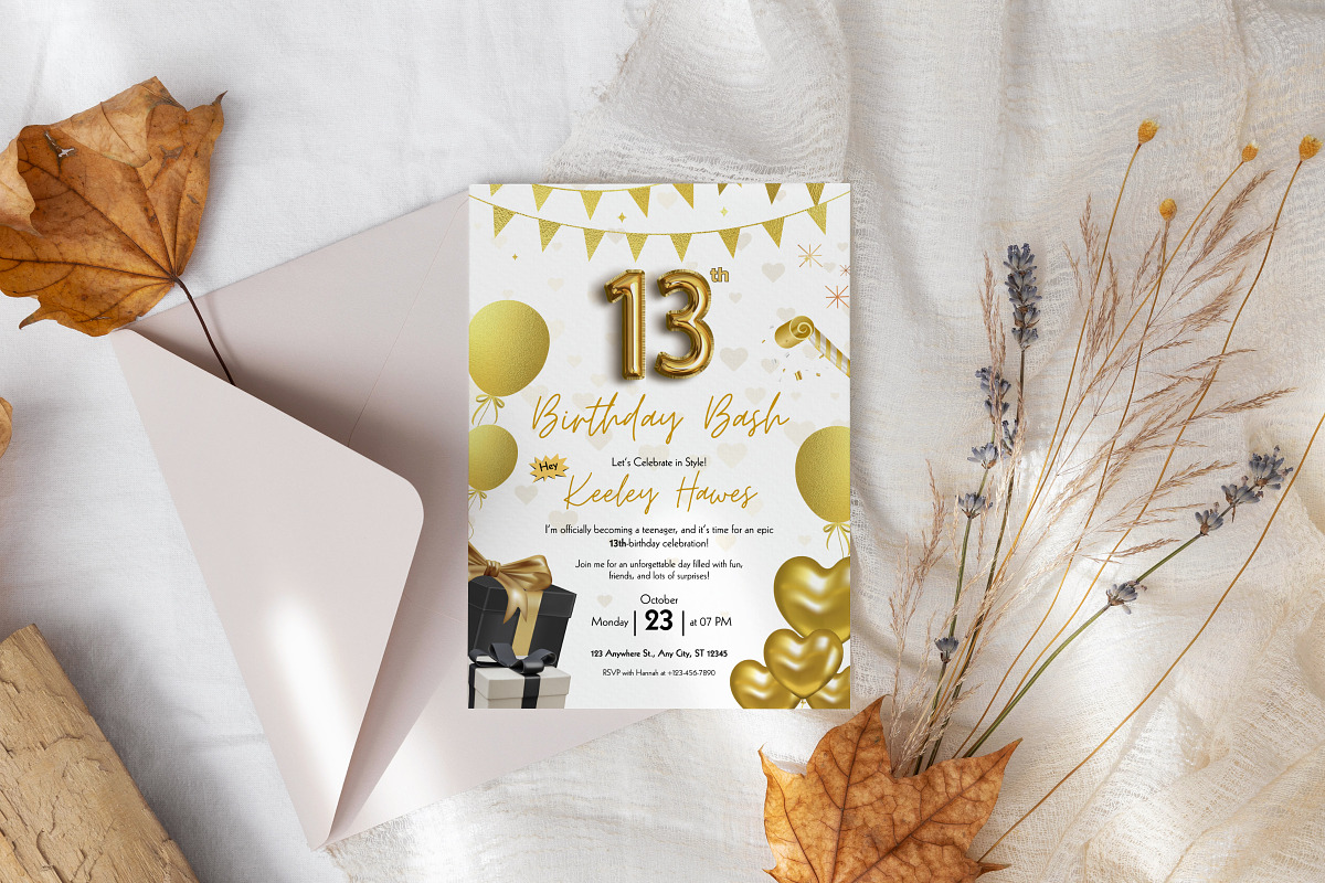 13th Birthday Invitation Canva PDF, an Invitation Template by Snapybiz (Photo 4 of 10)