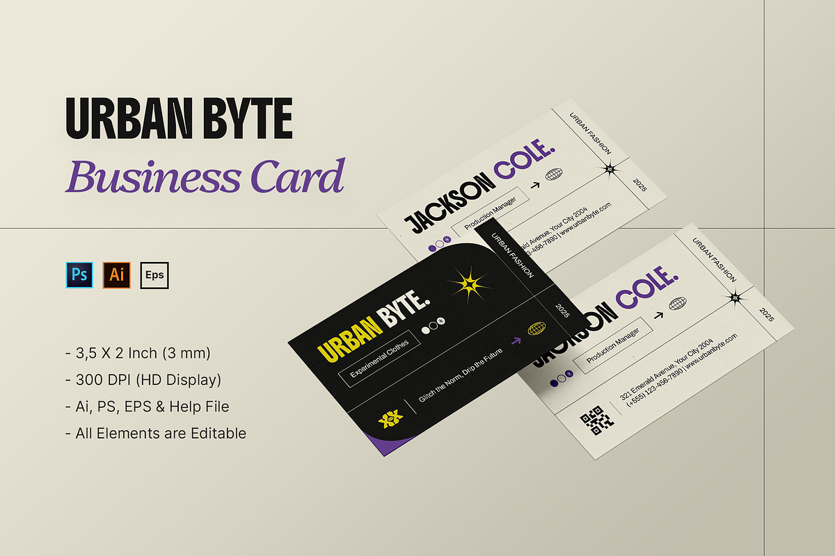 Urban Byte - Business Card, a Business Card Template by StreaksideStd (Photo 1 of 3)