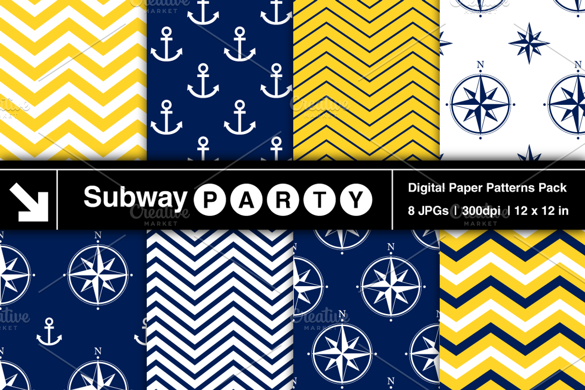 Nautical Navy & Yellow Papers v1