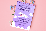 Unicorn Birthday Invitations, a Templates & Theme by TemplateCastleStore (Thumbnail 8 of 9)