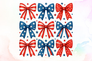Patriotic Bows Transparent PNG Clipa, an Illustration by Sublimation Artist