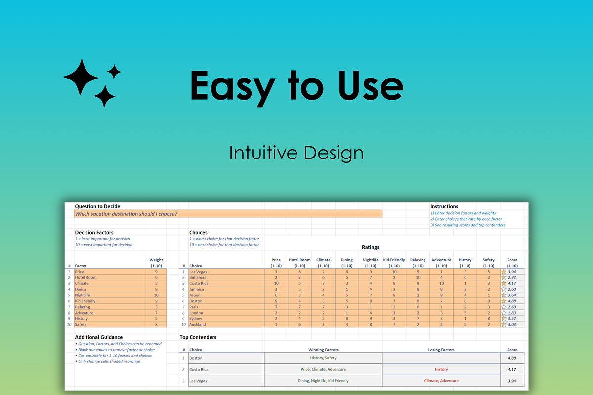 Vacation Decision Helper preview 2