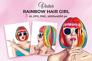 Vector Rainbow Hair Girl, a Person Illustration by Iryna Denysova (Thumbnail 1 of 4)