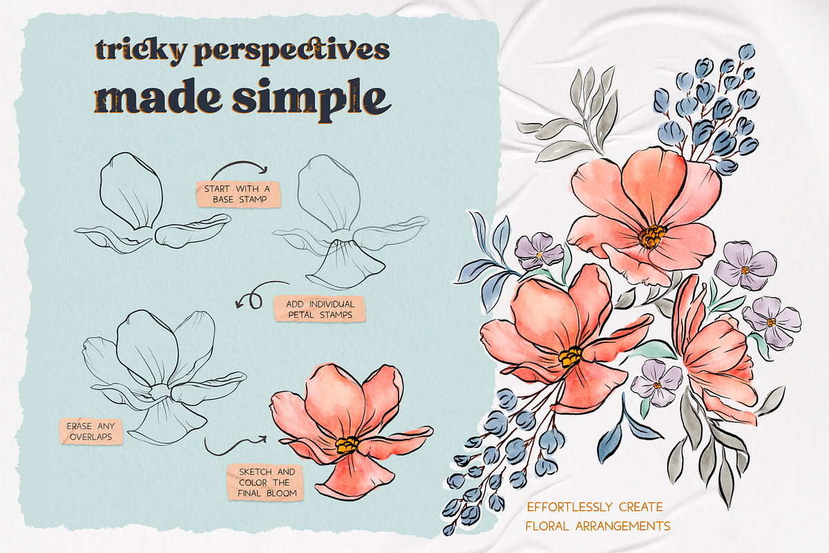 Flower Builder Kit for Photoshop, a Brushes & More by Wooly Pronto (Photo 2 of 11)