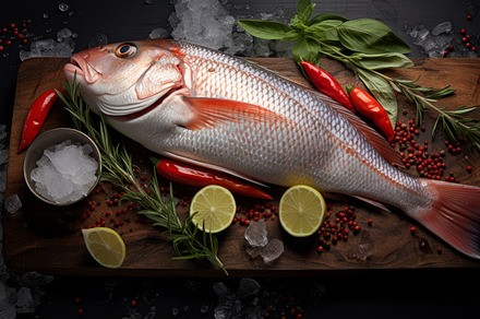 Fresh fish on ice at the fish market, seafood concept, a Food & Drink Photo by Natalia Klenova's Shop