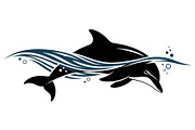 Dolphin Jumping Silhouette Vector bu, an Illustration by Designs_River (Thumbnail 14 of 48)