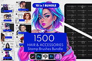 1500+ Hair Procreate Bundle, a Brush Add-On by Selentaori Studio (Thumbnail 1 of 15)