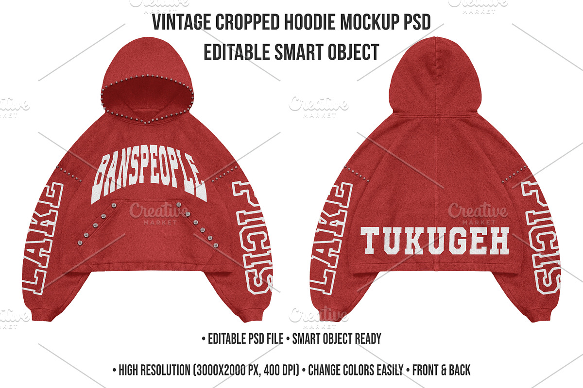 Vintage Cropped Hoodie Mockup PSD, a Hoody Mockup by std.badboy (Photo 1 of 4)