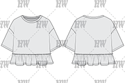 Boxy Tee with Ruffle Fashion Flat, a Shirt Mockup by haydenwentworth (Thumbnail 1 of 3)