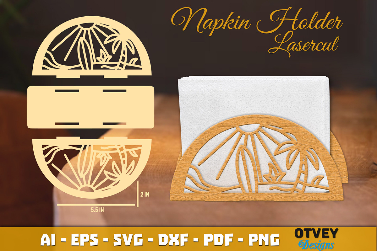 Beach Sunset Napkin Holder Lasercut, an Object Graphic by OTVEY DESIGN (Photo 13 of 13)