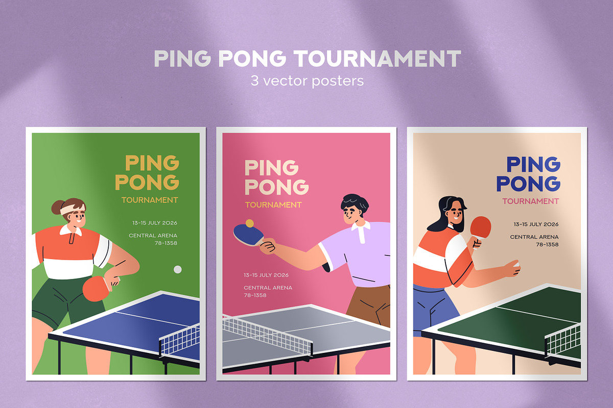 Ping-pong tournament posters set, a Sport Illustration by Good Studio (Photo 1 of 4)