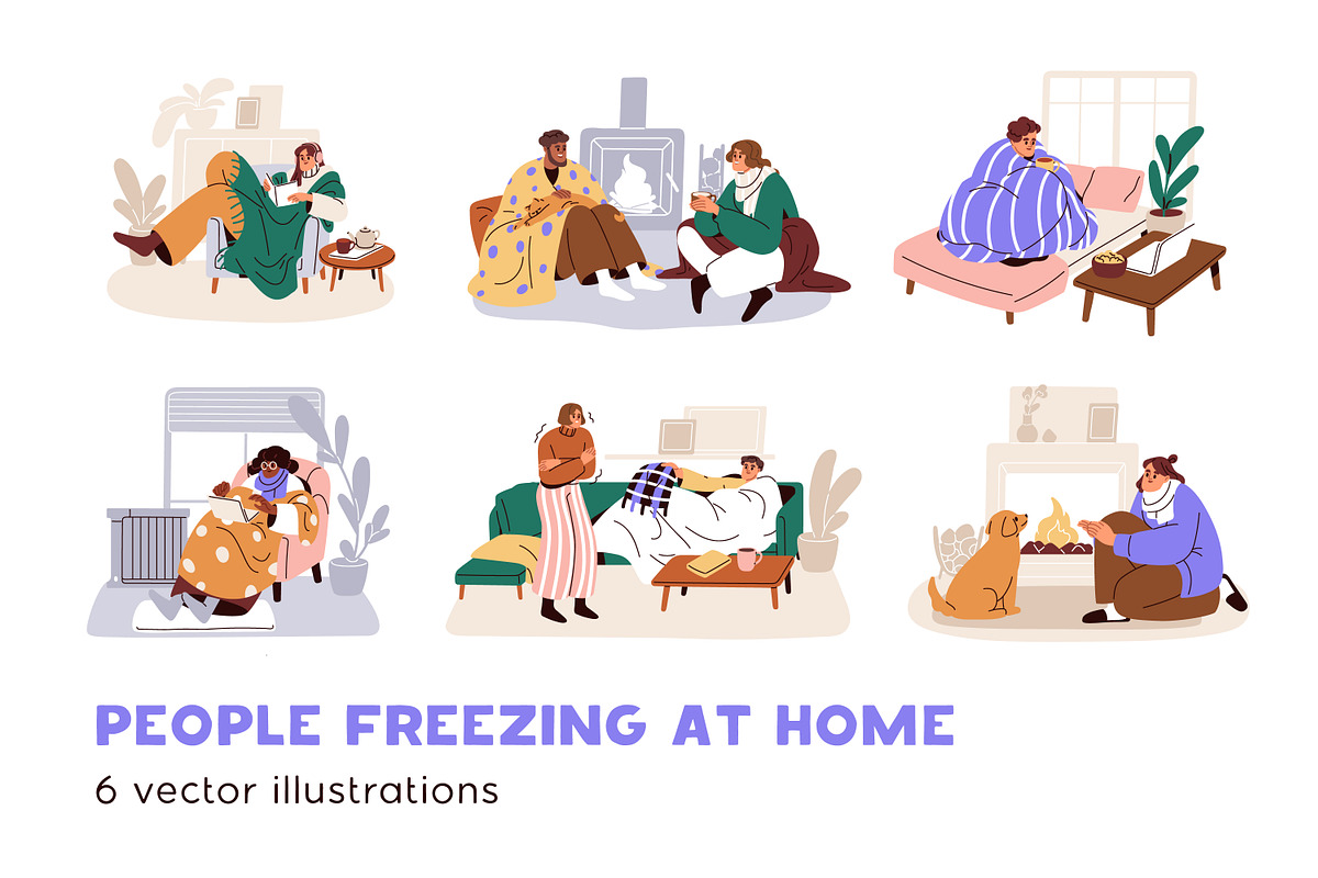 People freezing, shivering from cold, a Person Illustration by Good Studio (Photo 1 of 7)