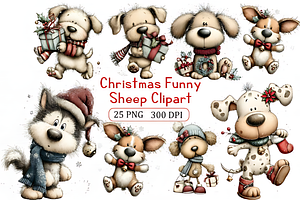 Classic Funny Christmas Clipart, a Seasonal Illustration by Design Art