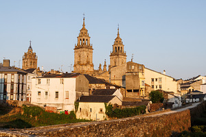 Historic Cityscape with Cathedral Towers and Roman Wall, Lugo, S