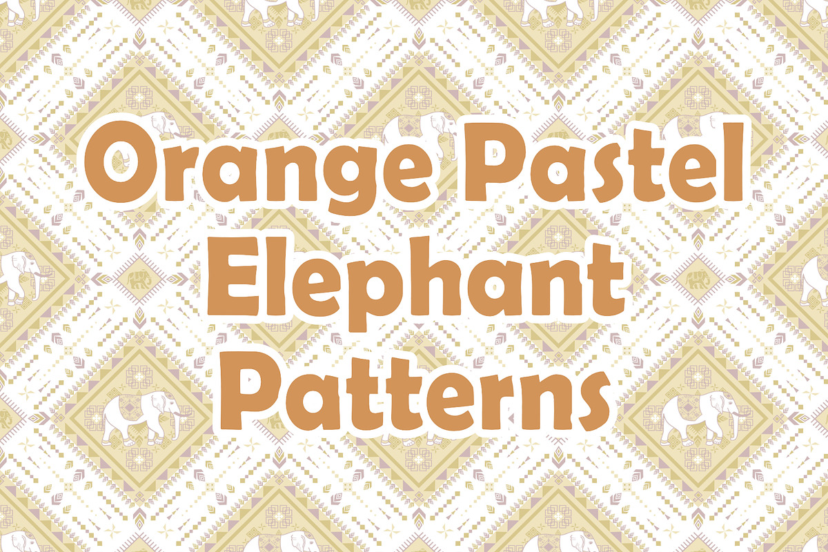 Orange Pastel Elephant Patterns