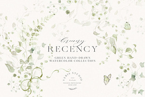 Watercolor Floral Green Ivy Leaf Set, a Decorative Illustration by Veris Studio