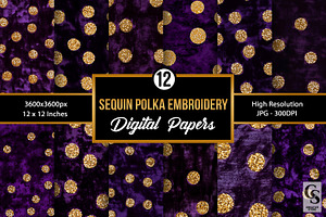 Gold Sequin Polka Dots Purple Velvet, a Pattern Graphic by Creative Store