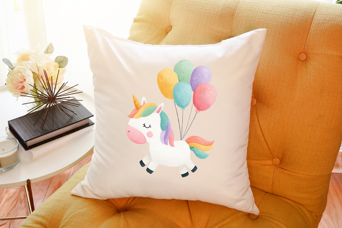 Watercolor Birthday Unicorn Clipart, an Illustration by Sublimation Artist (Photo 6 of 6)