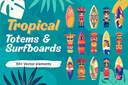 Tropical Set - Totems & Surfboards, an Object Illustration by Lettering_Logo (Thumbnail 1 of 8)