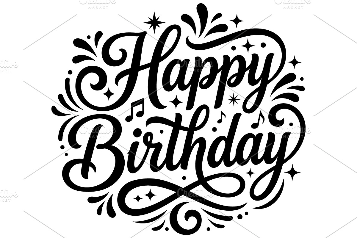 Happy Birthday Typography Vector svg, a Decorative Illustration by Ghagra (Photo 2 of 7)