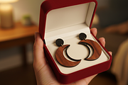 Crescent Moon Wooden Earring Laser, an Object Graphic by Amazin_art (Thumbnail 2 of 4)