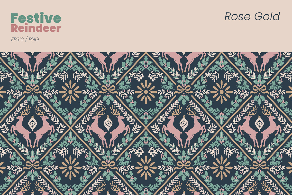 Festive Reindeer Seamless Pattern, a Background Graphic by moja doodle (Photo 7 of 7)