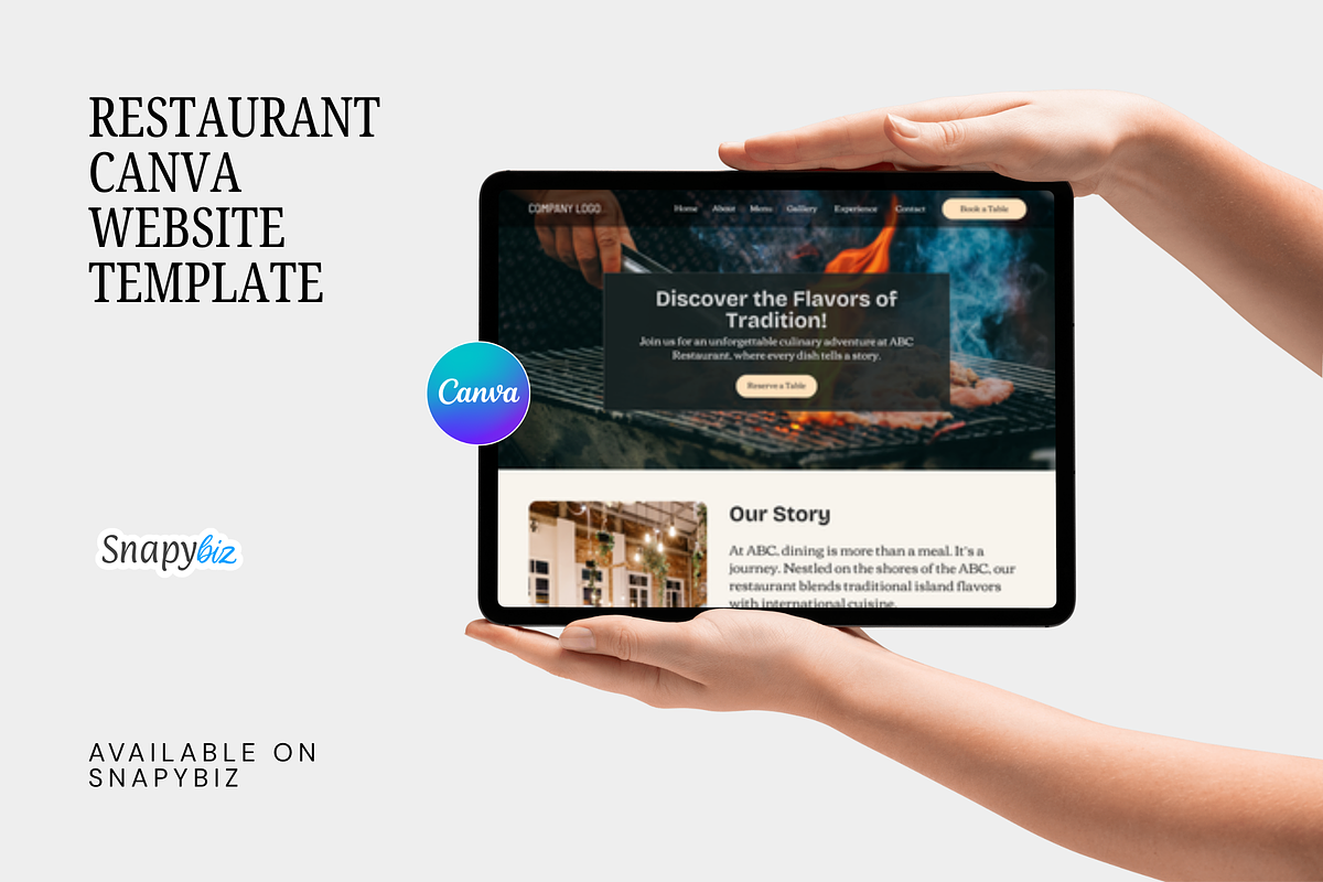 Restaurant Website Canva Templates, a Landing Page Template by Snapybiz (Photo 2 of 11)