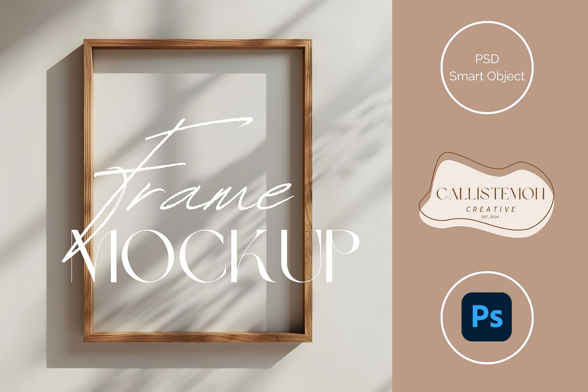 Minimal Wooden Frame Mockup FR-MI-05, a Household Mockup by Callistemon Creative (Photo 1 of 9)